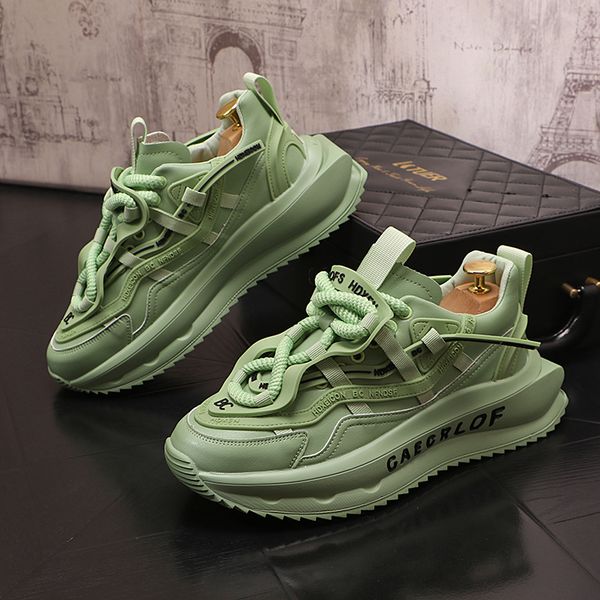 

autumn men platform sneakers mesh breathable chunky shoes male trainers outdoor lace up sports shoes walking footwear, Black