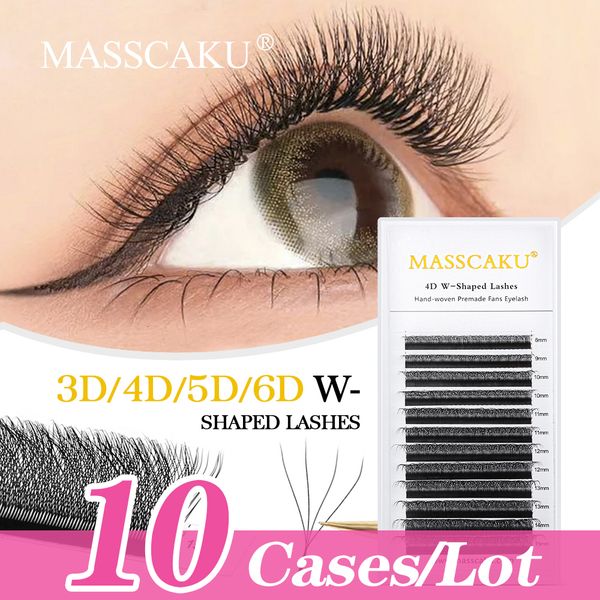 

false eyelashes masscaku 10caseslot 3dw shape l curl blooming eyelash handmade premium soft light natural lashes net cross 230812