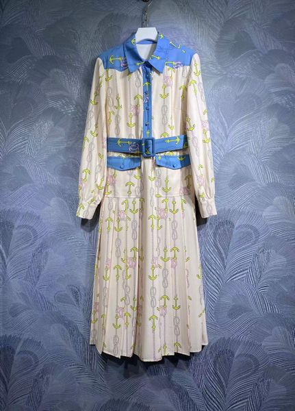 

high-quality autumn printed long sleeve stitching shirt dress, Black