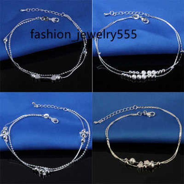 

anklets selling stamped 925 sterling silver anklets for womens simple beads silver chain anklet ankle foot jewelry yd0107, Red;blue