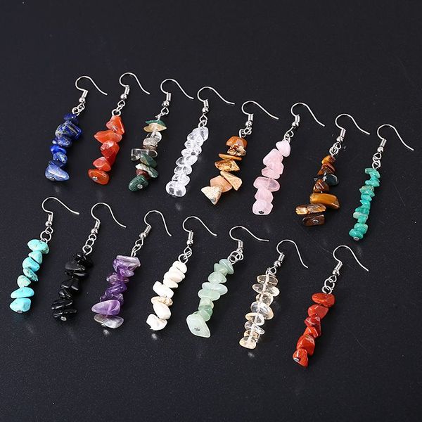 

fashion gravel chip stone charms tassel earrings rose quartz turquoise opal earrings lapis geometry healing crystal dangle brand jewelry for, Golden
