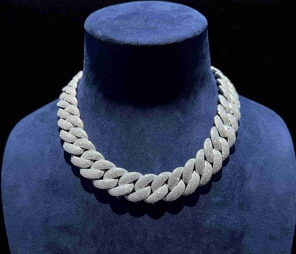 

20mm iced-out cuban chain vvs moissanite diamond 18k plated, Silver
