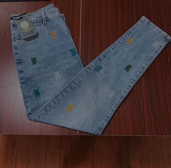 

large men's jeans burb designer trousers tb embroidered trousers men's and women's relaxed leisure l embroidered designer mot, Blue