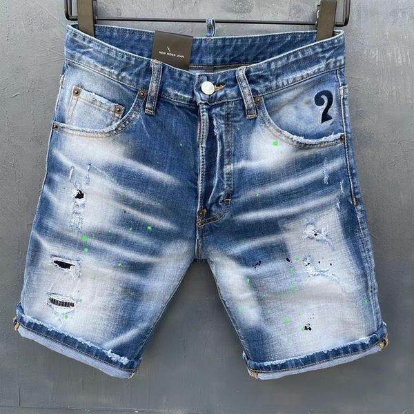 

2021 italian european and american fashion men's casual jean shorts high-grade washing pure hand grinding quality optimiza287x, Blue