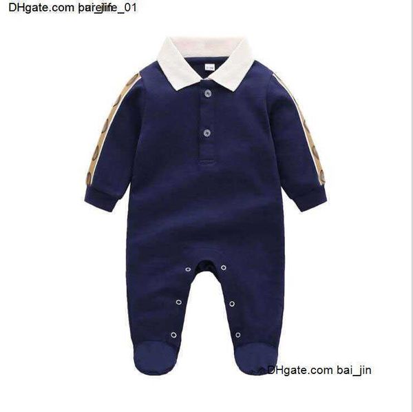 

boys girls baby rompers letters printing toddler long sleeve jumpsuits spring fall infant turn-down collar onesies kids cotton knitted rompe, Blue