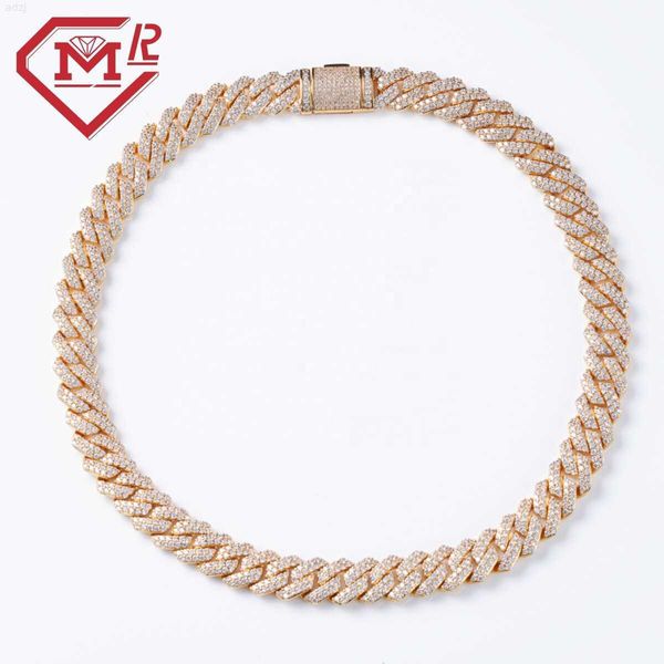 

wholesale hip hop 925 silver cuban chain 12mm two rows prong setting vvs moissanite iced out miami cuban chains