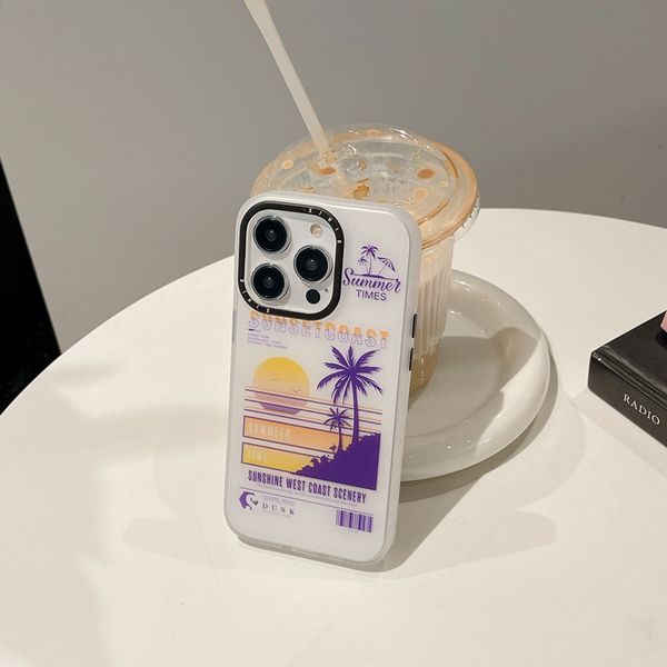 

double-sided film coated sunset suitable for iphone 14prom phone case label frosted for apple 13 anti drop 12 protective case