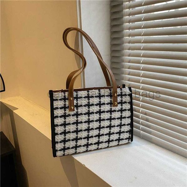 

beach bags 2023 spring new women's bag contrast color handbag fashion plaid simple large capacity shoulder bag tote bag women's ba