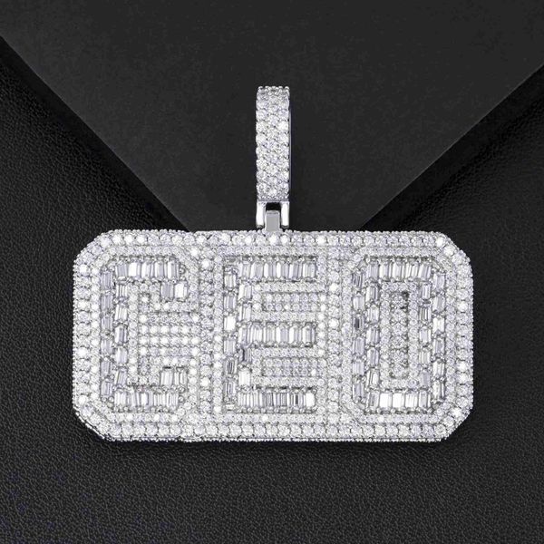 

ins selling personality 925 silver inlay d color can be worn10mm width cuban link chain hip hop letter pendant