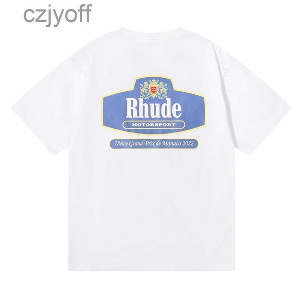 

chaopai high street american rhude motorsport 2022 commemorative cotton leisure round neck short sleeve t-shirt, White;black