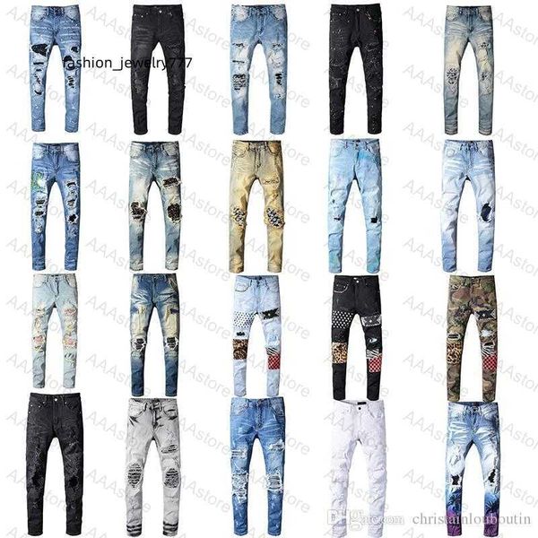 

2022 designer jeans clothing pants men women t shirts panther print army green destroyed mens slim denim straight biker skinny jean men, Blue