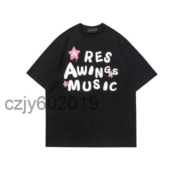 

men's design sense print oversize american street minority loose lovers same ins short-sleeved t-shirt92pc, White;black