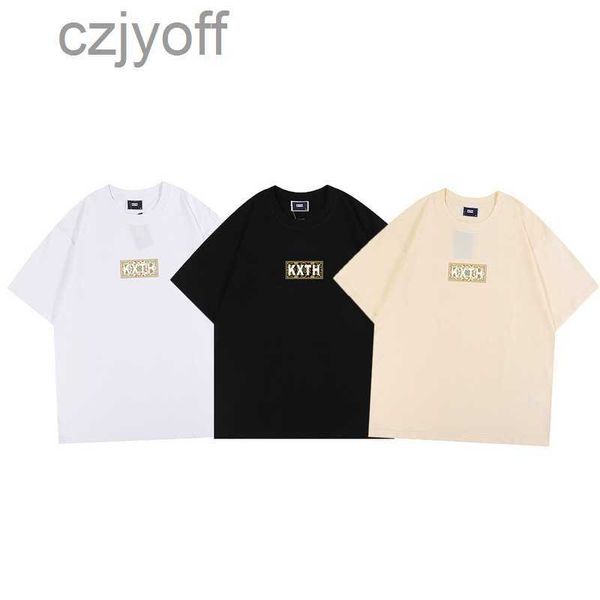 

kith 2022 summer design sense printing short sleeve round neck pullover medium length t-shirt men and women loose thin, White;black
