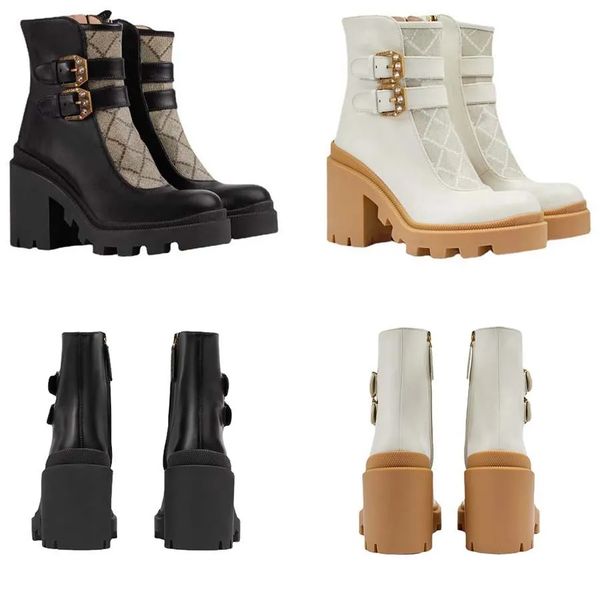 

women boots designer high heels ankle boot real shoes fashion winter fall martin cowboy leather quilted lace-up winter shoe rubber lug sole, Black