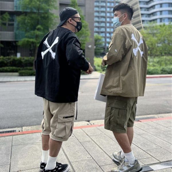 

men's jackets wtaps spring and autumn style collarless embroidered longsleeved shirt men's loose casual cardigan jacket 230812, Black;brown