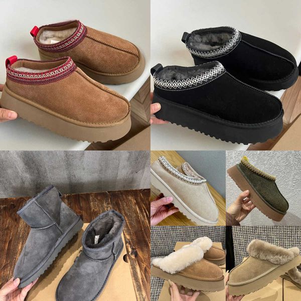 

tasman slipper tazz slide ultra mini platform slippers woman autumn winter classics snow boot ultra- lightweight lined keep warm with plush, Black