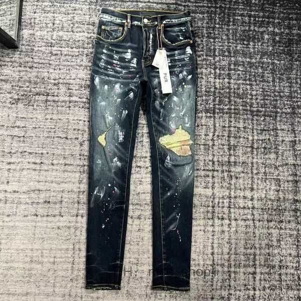 

purple brand purple jeans ksubi women jeans designer purple brand high street retro paint spot slim feet micro elastic men hip-hop fashion z, Blue