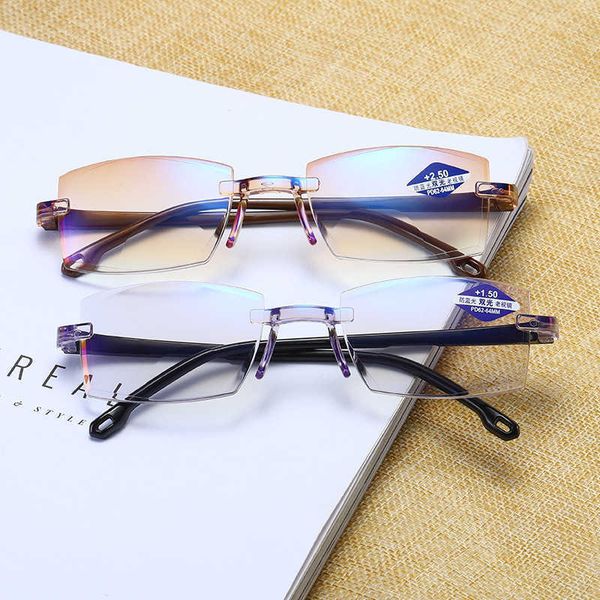 

new fashion one trimming frameless bifocal reading presbyopia for men and women, White;black