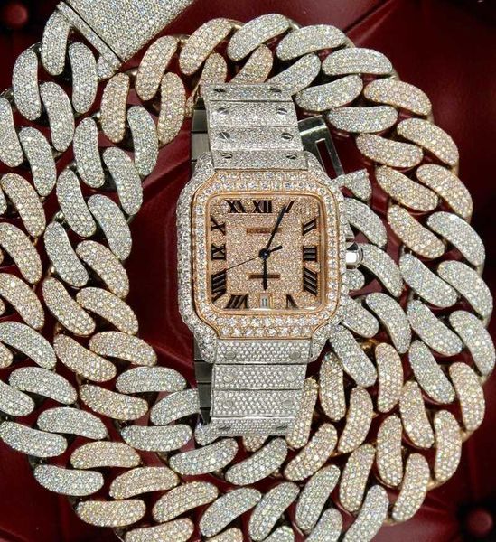 

price tow tones sterling silver miami cuban link chain iced out d-vvs1 4 rows moissanite diamond hip hop jewelry necklace