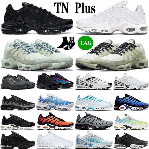 

tn plus men women running shoes tns triple black white cherry hyper blue light bone bred be true mens trainers sport sneakers size 36-47