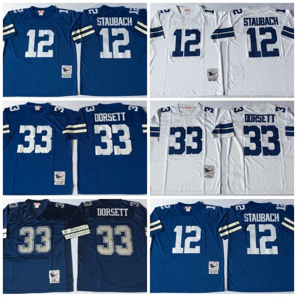 

ncaa 75th mitchell and ness vintage football 12 roger staubach jerseys retro stitched 33 tony dorsett jersey college blue white, Black;red