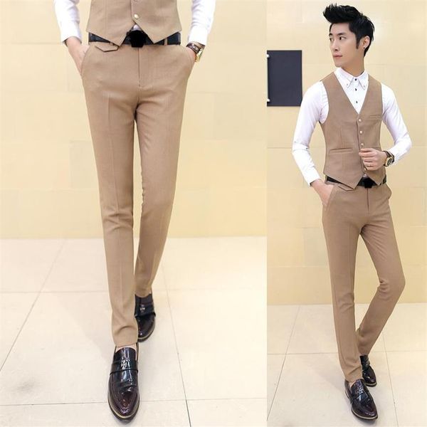 

men's suits & blazers nice men boutique cotton fashion pure color wedding dresses suit pants male premium brand slim busine2293, White;black