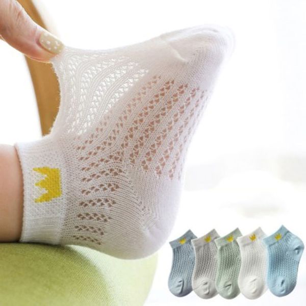 

socks children's gifts chilren's cartoon cotton blend hosiery crown thin mesh baby boat hosieries infant breathable and odor-proof, Pink;yellow