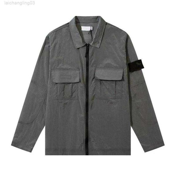 

island brand jackets coat metal nylon functional shirt double pocket jacket reflective sun protection windbreaker stone 0zc2, Black;brown