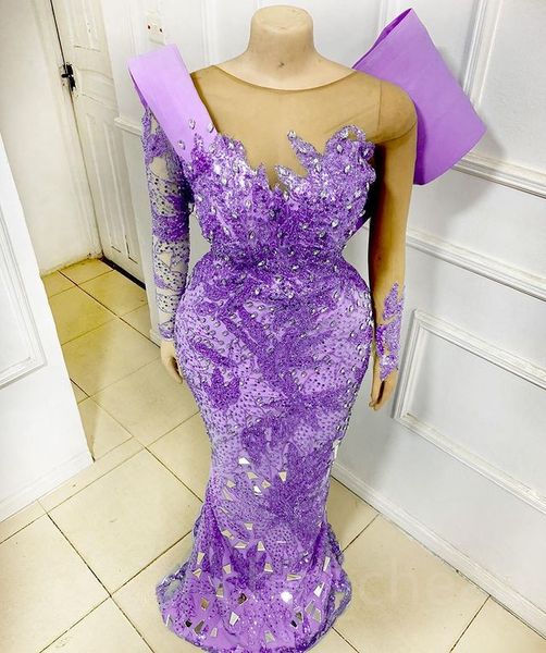 

2023 august aso lilac mermaid prom dress beaded crystals evening formal party second reception birthday engagement gowns dresses robe de soi, Black