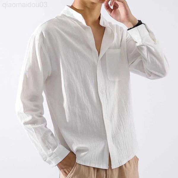 

men's casual shirts new spring summer long sleeve shirts men's fashion loose casual t shirt men button solid color men's slim, White;black