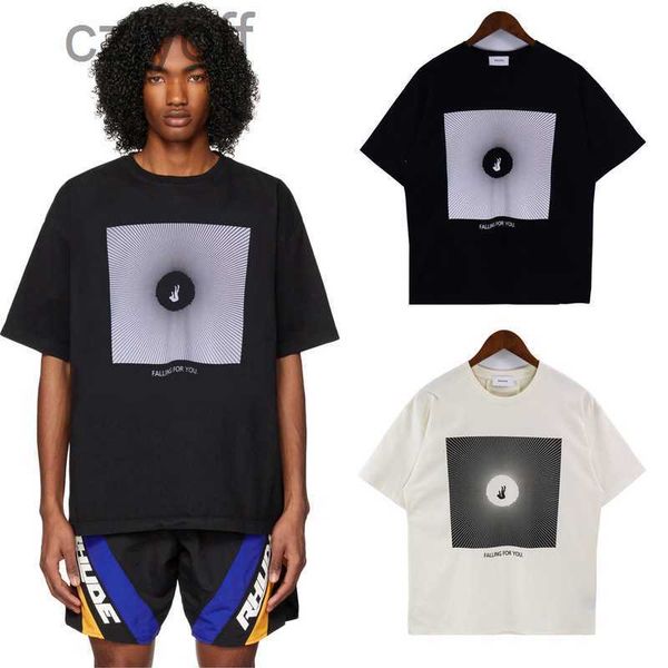 

men's fashion brand rhude creative falling pattern printing casual loose short sleeve t-shirt explosion, White;black