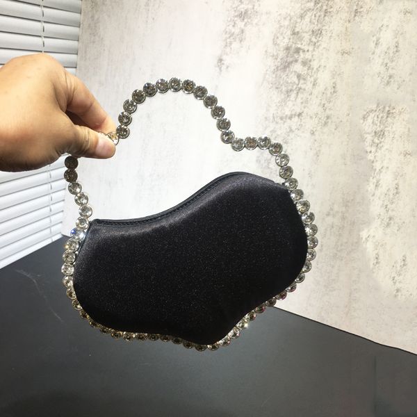 

wholesale ladies shoulder bags 3 colors elegant banquet dress fashion clutch bag personalized diamond clouds handbag sweet silk stereotypes hard box package 019#, Black