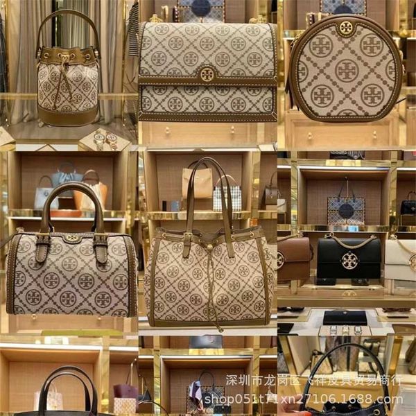 

56% off designer bag 2024 early launch new tb old flower canvas fabric boston pillow fashion embossed cowhide wine bucket