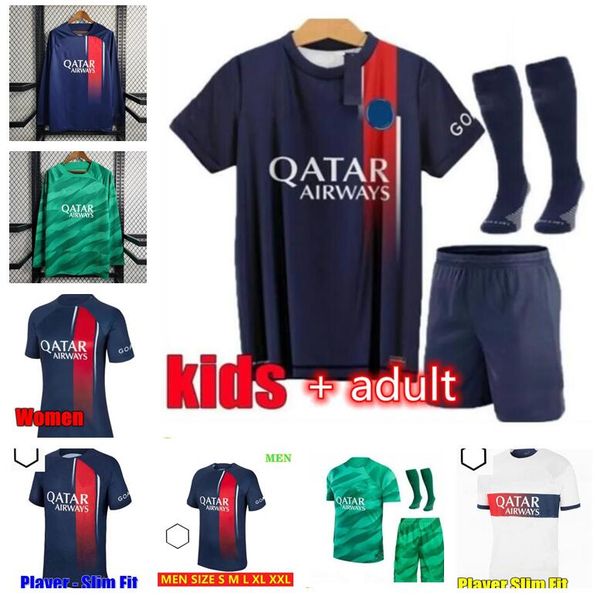 

mbappe 7 soccer jerseys hakimi sanches verratti psgs 22 23 maillots football shirt 2023 2024 kimpembe marquinhos men kids kit sets uniform e, Black;yellow