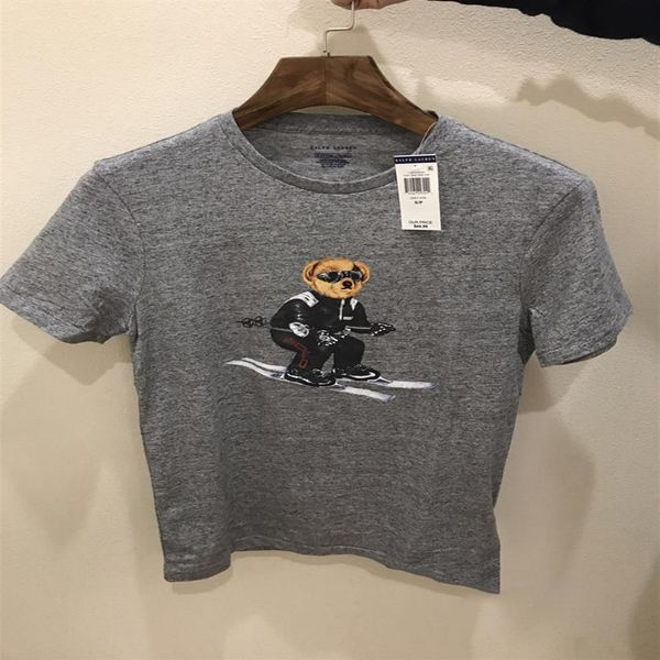 

designer luxury fashion t shirts 100% cotton short sleeve casual loose funny cool tee shirts with usa bear pattern pr272j, White