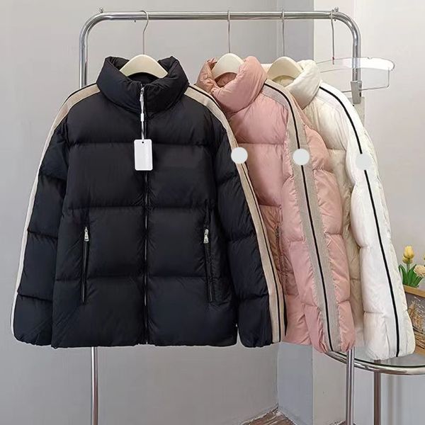 

luxury designer mens down jacket women's arm colorful embroidery stand collar puffer jacket men's and women's thick warm brea, Black