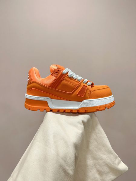 

ale designer shoes trainer maxi sneaker fashion shoelace beading plump casual shoes women men leather platform sneakers size 35-45