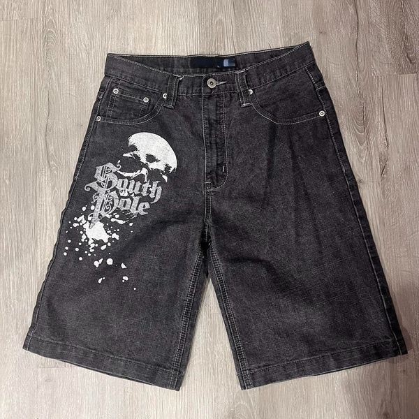 

men's shorts vintage loose knee pants beach summer fashion casual y2k hip hop denim 2023 harajuku punk rock gym male 230812, White;black