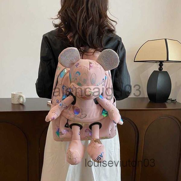 

designer cute mouse bag lapstudent backpack tote shoulder micke bag handbag mens woman fashion luxurious pink letter waterproof nylon travel