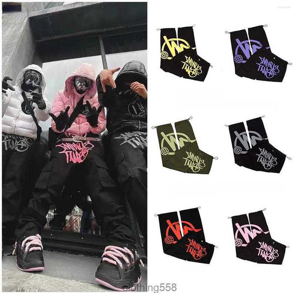 

mens pants minus two cargo harajuku casual punk rock straight wide leg trouser streetwear y2k pant retro street trend overalls minustwos, Black