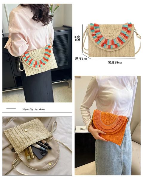 

2023 summer new fashion multi-color braided single shoulder oblique span handbag