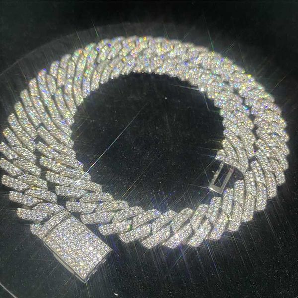 

ready to ship 925 silver fine hip hop jewelry cuban necklace iced out 14mm moissanite chain bling vvs diamond cuban links