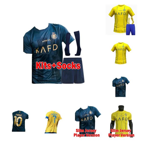 

al nassr fc soccer jerseys ronaldo 2023 2024 martinez 23 24 cr7 gonzalo talisca ghislain konan vincent aboubakar men football shiirt al-nass, Black;yellow