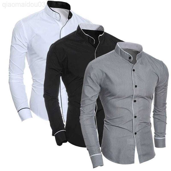 

men's casual shirts 2023 spring autumn fashion all match solid blouse men loose shirt long sleeve blusa casual male clothes button chic, White;black