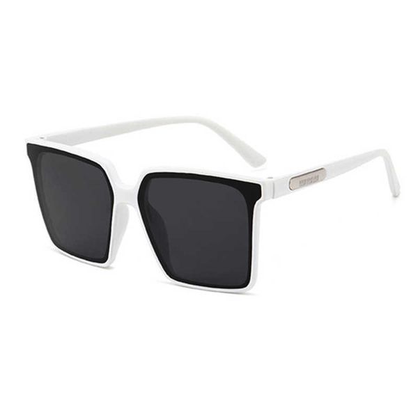 

large frame black plain tinted women's personality street ps sunglasses fashionable ins square round face glasses, White;black