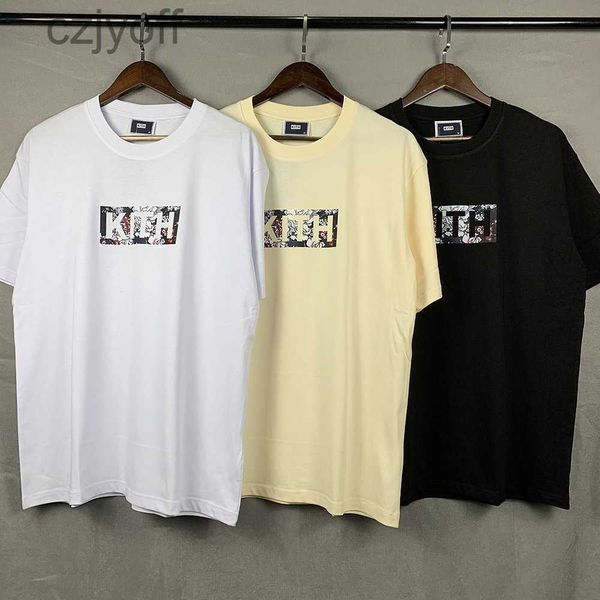 

kith floral classic box log tee floral block printed short sleeve tee, White;black