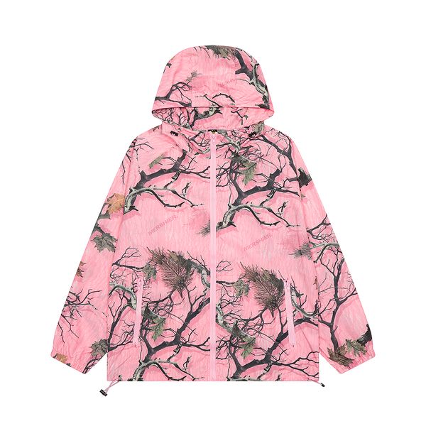 

2023 print camouflage zipper hooded jackets for men casual thin coat, Black;brown