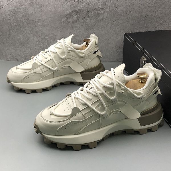 

british style wedding party shoes spring fashion mixed-color breathable casual sneakers round toe thick bottom business leisure walking loaf, Black