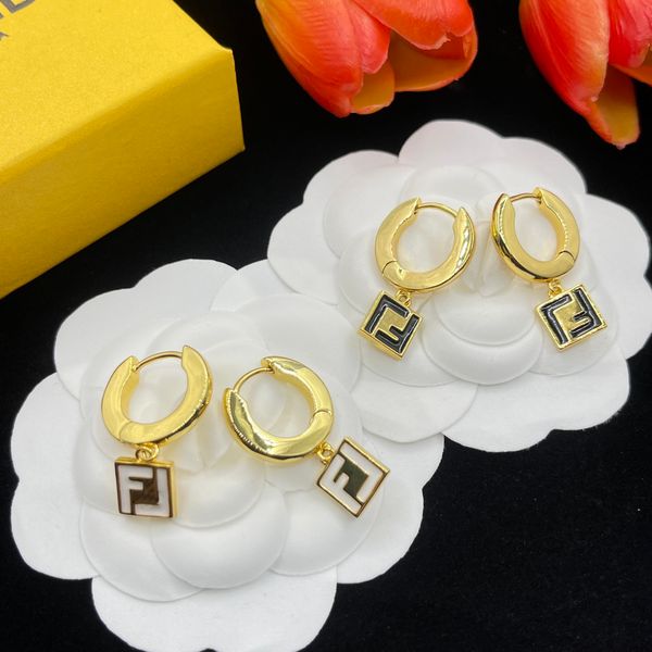 

women stud earrings designer premium gold earring for mens hoop earring luxury brand design dangle fashion jewelry, Black