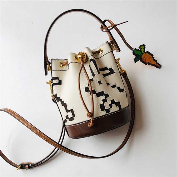 

50% off designer bag 2024 early launch tb new drawstring bucket rabbit printed cowhide handbag fashion one shoulder crossbody women's